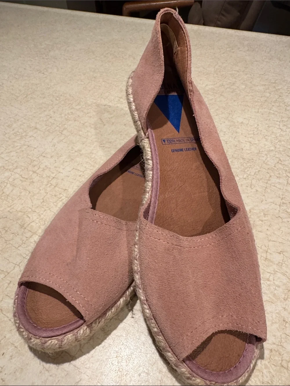 Women's Suede Open-Toe Espadrille Wedge - Dusty Rose
